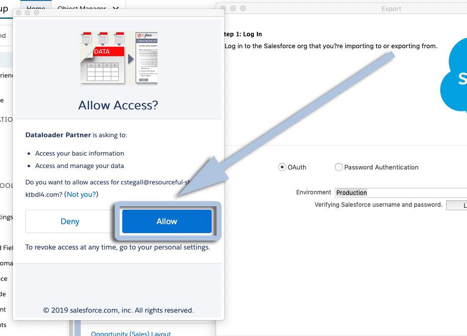 Arrow pointing to allow access