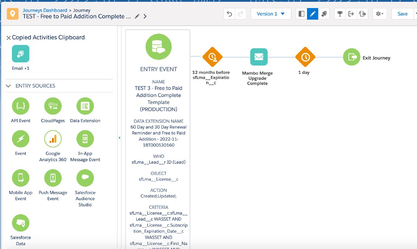 These Journey Activities are Stored as a “Drag & Drop” Button known as “Copied Activities Clipboard” on the Left-Hand Side of the Screen.