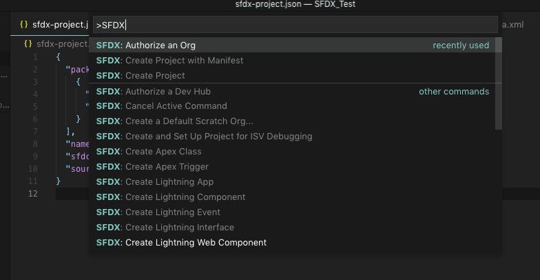 SFDX Commands in VS Code