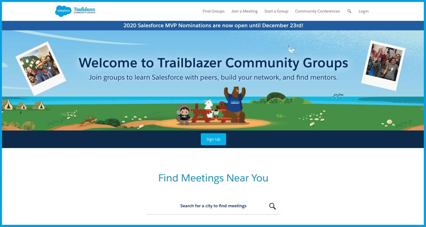 Splash page for Trailerblazer Community Groups